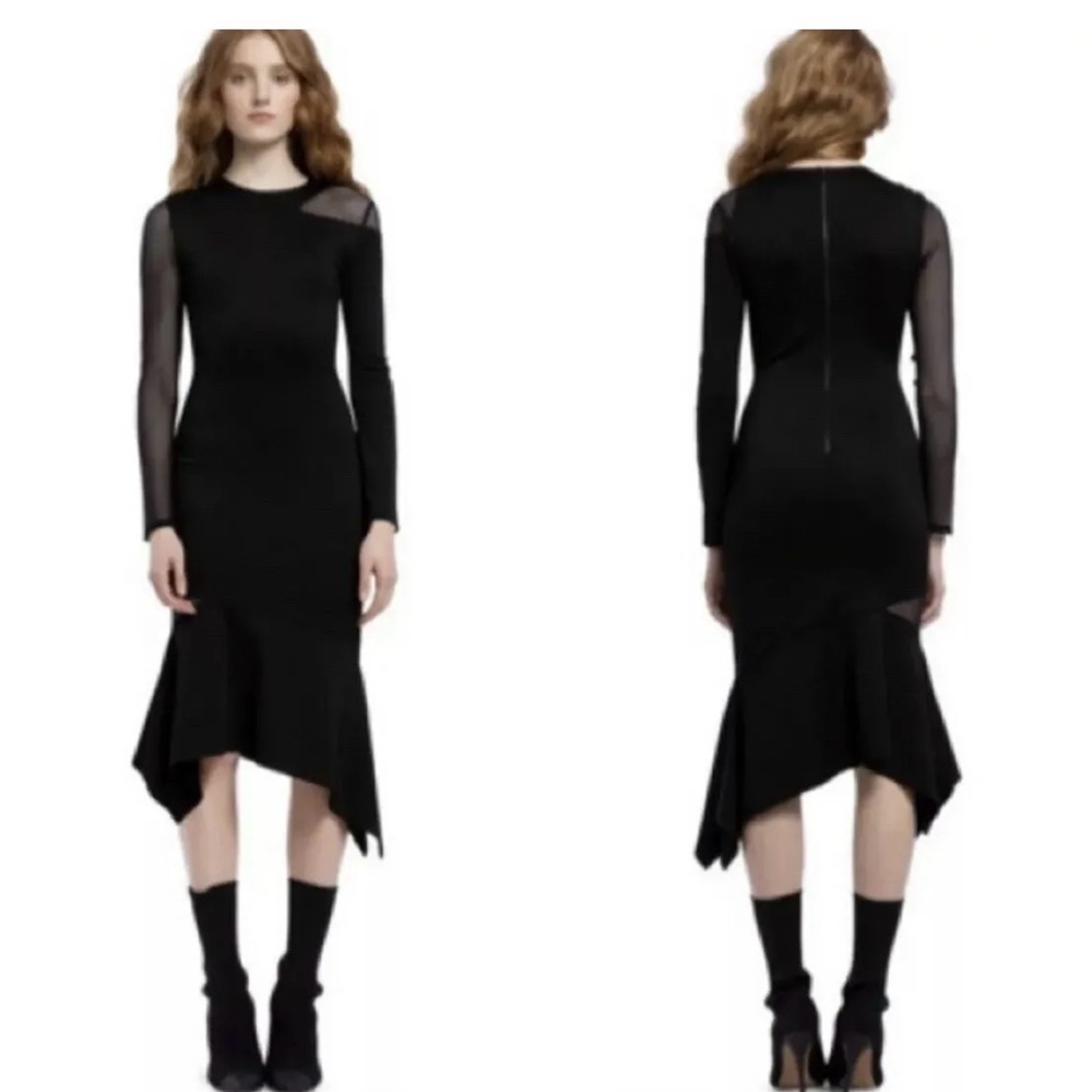 MWT Alice + Olivia Kaine Mesh Inset Asymmetrical Hem Dress Size 4